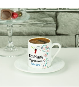 Edebiyat Öğretmenine Hediye Kalem Tasarım Kahve Fincanı